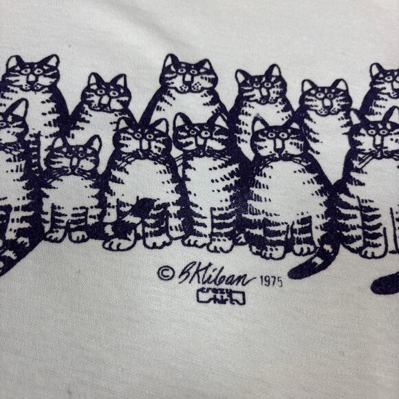 Vintage 70s Crazy Shirts Hawaii B Kliban Cats Cap Sleeve Shirt Women's M RARE - Picture 3 of 11